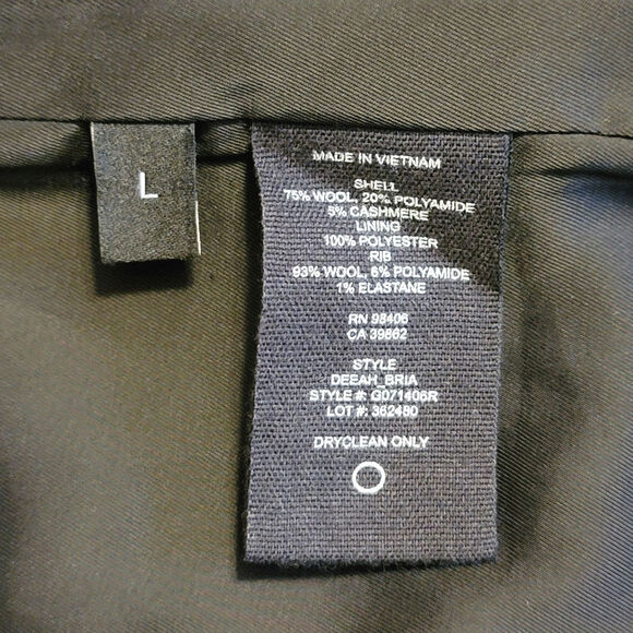 Theory Wool Cashmere Shawl Collar Single Breasted Mid Length Black Coat Size L - Picture 15 of 16